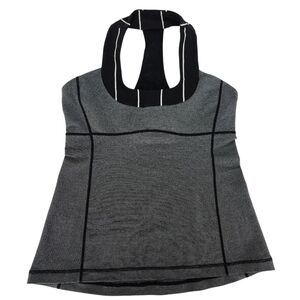 LULULEMON Scoop Neck Tank White Black Microstripe / Black size 10